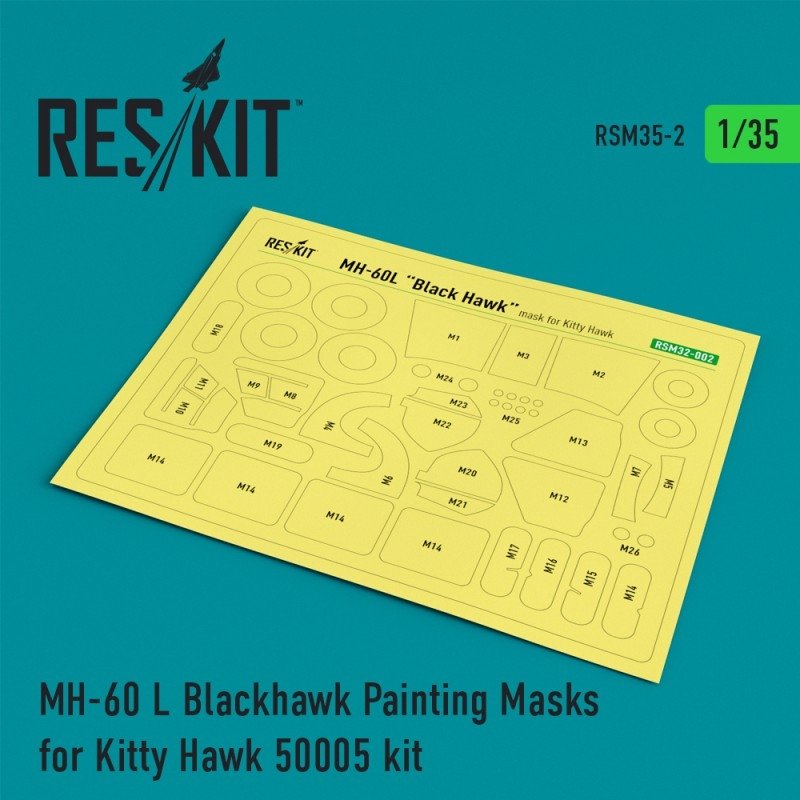 Masques de peinture RESKIT RSM35-0002 MH-60 L Blackhawk pour kit Kitty Hawk 50005 au 1/35