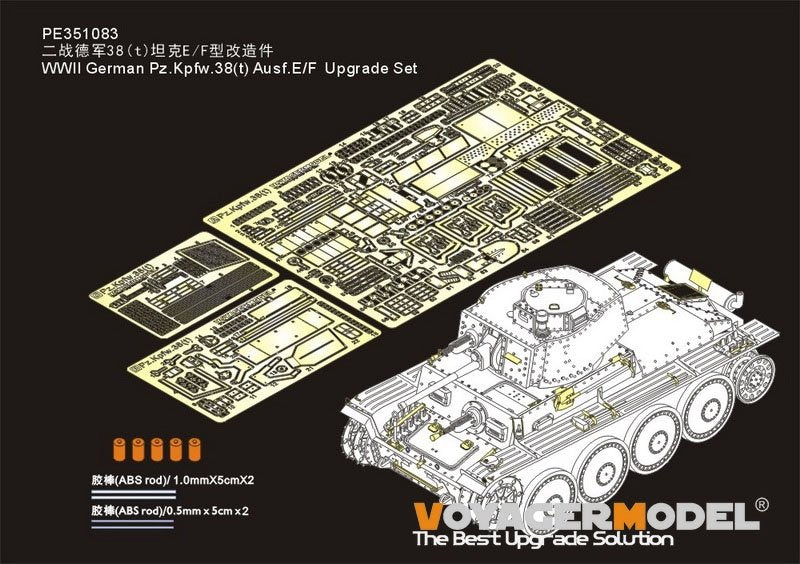 Voyager modèle PE351083 WWII allemand Pz.Kpfw.38(t) Ausf.E/F Tamiya 1/35
