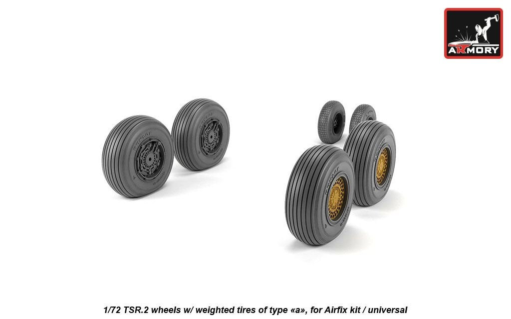 Armory Models AW72414 BAC TSR.2 wheels w/ weighted tires, type “a” (DL) 1/72