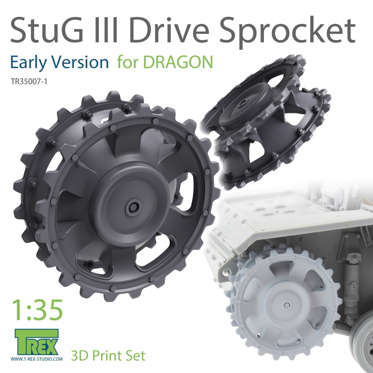 Kit de pignons T-Rex Studio TR35007-1 Stug III (version initiale) pour DRAGON 1/35