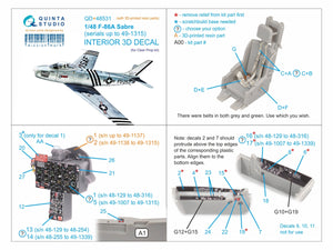 Quinta Studio QD+48531 F-86A Sabre 3D-Printed &amp;amp; coloured Interior on decal paper (Clear Prop) (with 3D-printed resin parts) 1/48 – Bild 3
