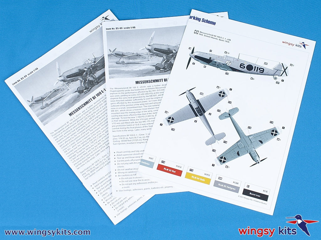 Wingsy Kits D5-09 MESSERSCHMITT Bf 109 E-1 and E-3 Legion Condor 1/48 – immagine 16