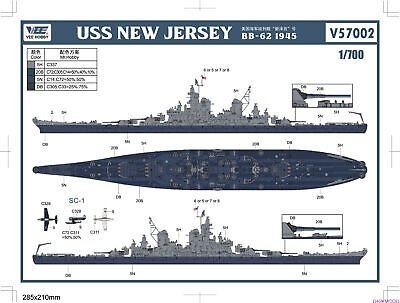 Vee Hobby V57002 USS NEW JERSEY BB-62 1945 Standard Edition 1/700 – immagine 3
