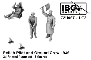 IBG 72U097 Polish Pilot and Ground Crew 1939 (3 Figures / 3D-Printed) 1/72