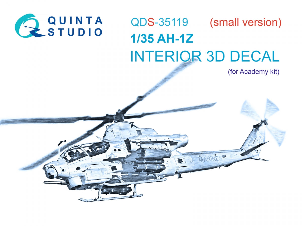 Quinta Studio QDS-35119 AH-1Z 3D-Printed coloured Interior on decal paper (Academy) (Small version) 1/35