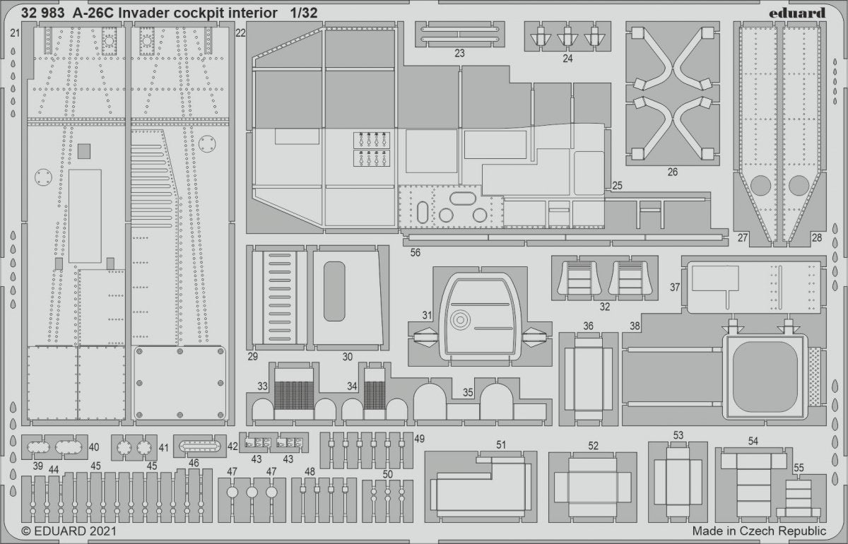 Intérieur du cockpit Eduard 32983 A-26C Invader pour HOBBY BOSS 1/32