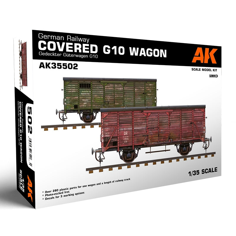 AK Interactive AK35502 WAGON FERROVIAIRE ALLEMAND COUVERT G10 GEDECKTER GÜTERWAGEN G10 1/35