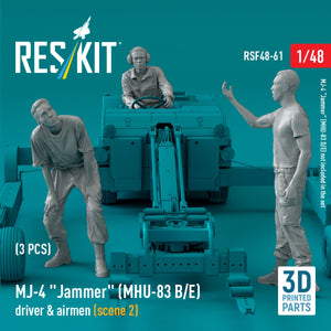 RESKIT RSF48-0061 MJ-4 &amp;quot;Jammer&amp;quot; (MHU-83 B/E) driver &amp;amp; airmen (scene 2) (3 pcs) (3D Printed) 1/48 – immagine 3