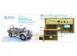 Quinta Studio QD35058 Chevrolet 1533X2 30cwt LRDG 3D-Printed &amp;amp; coloured Interior on decal paper (Tamiya) 1/35 – zdjęcie 2