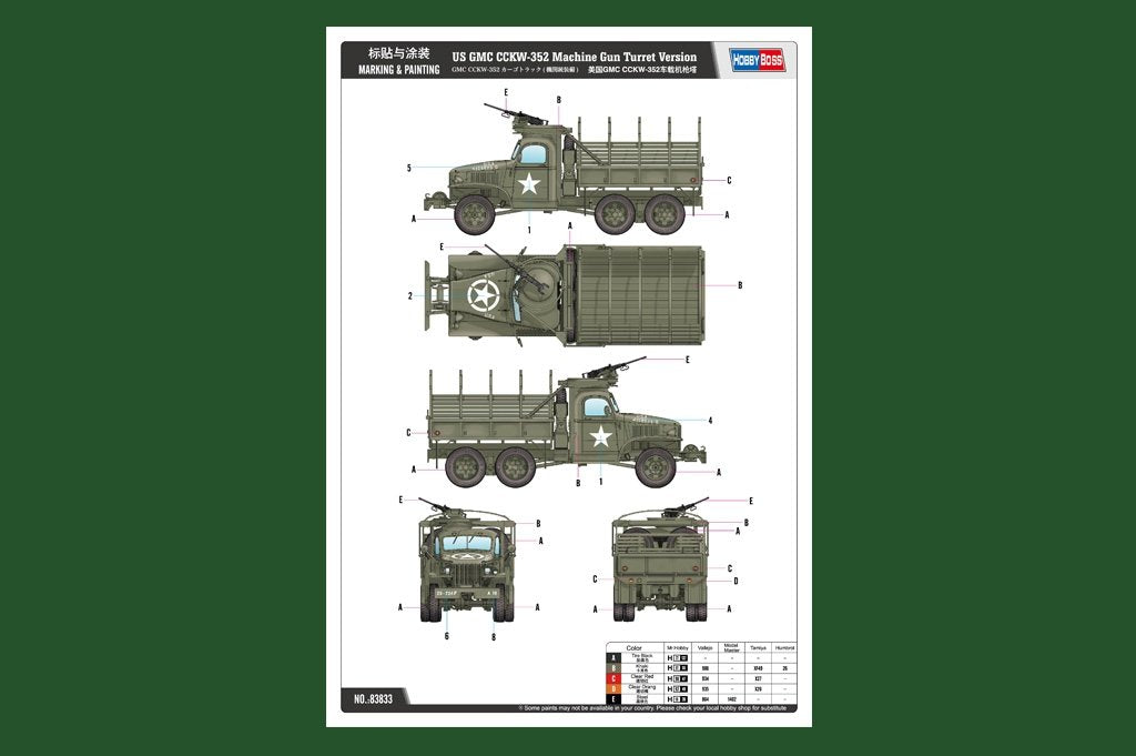 Hobby Boss 83833 US GMC CCKW-352 Machine Gun Turret Version – imagen 3