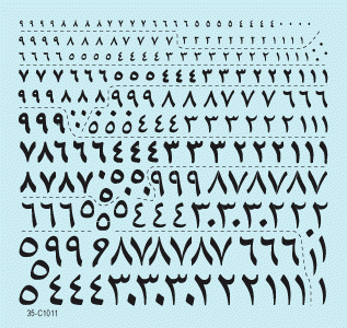 Star Decals 35-C1011 Arabic numerals 1. BLACK 0-9 3 1/35 – immagine 2