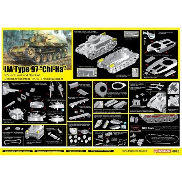 Dragon 6875 TYPE 97 &amp;quot;CHI-HA&amp;quot; 57mm w/NEW HULL 1/35 – Bild 2