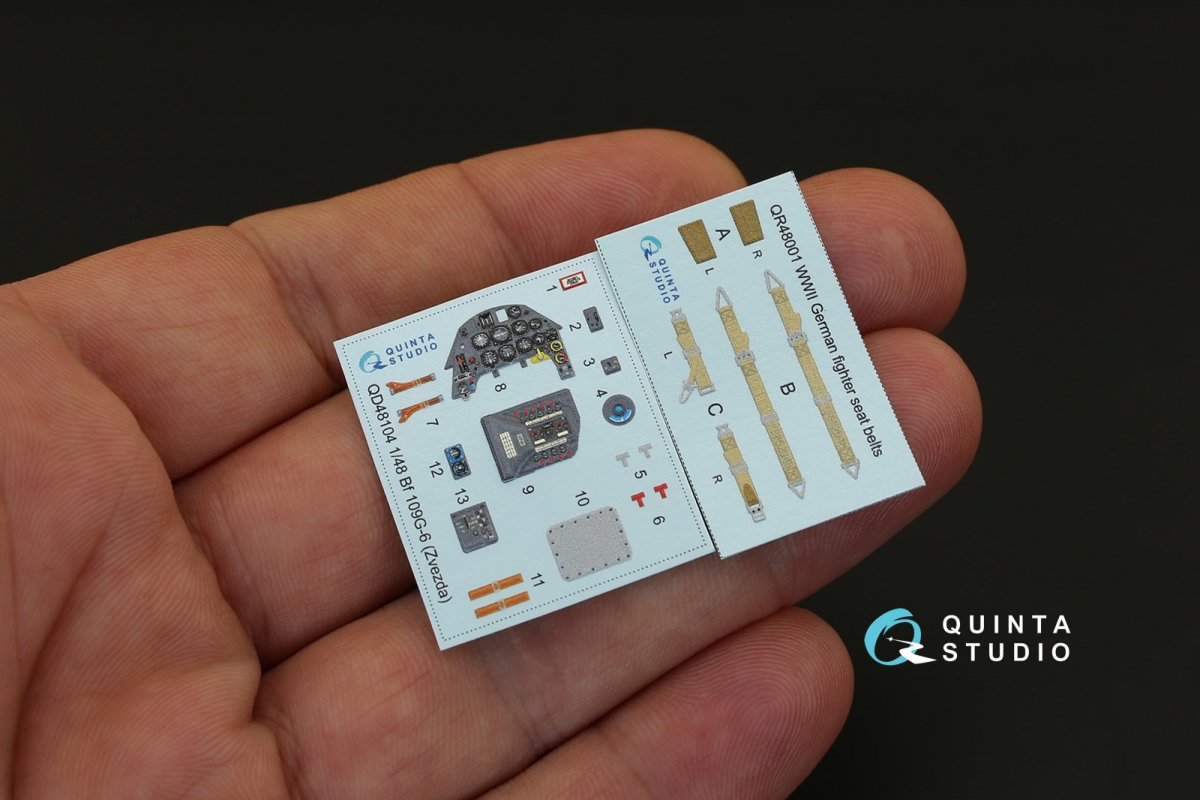 Quinta Studio QD48104 Bf 109G-6 3D-Printed &amp;amp; coloured Interior on decal paper (for Zvezda kit) 1/48 – immagine 2