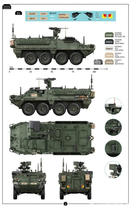 Maquette Border TK-7014 Stryker M1130 CV &amp;amp; CV-TACP 1+1 1/72 – image 6