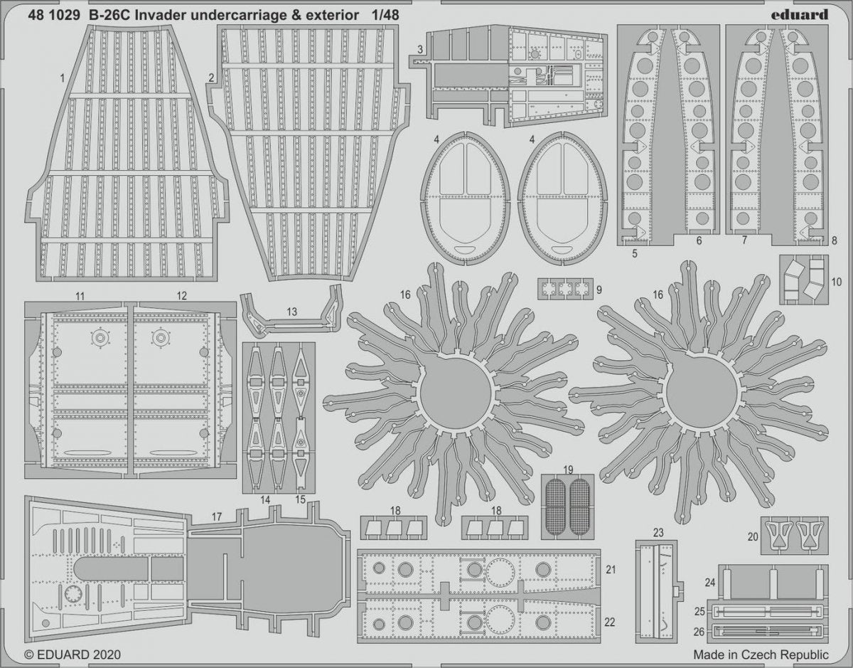 Eduard 481029 B-26C Invader train d&amp;#39;atterrissage et extérieur 1/48 ICM
