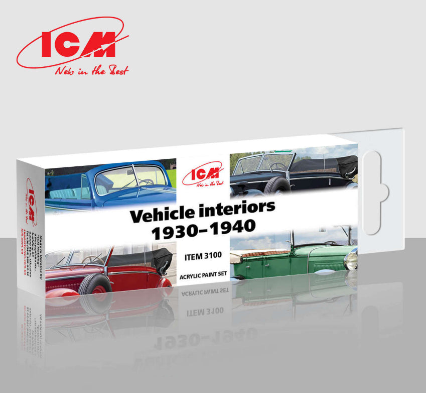 ICM 3100 Acrylic Paints Set for Vehicle Interiors (1930 - 1940)