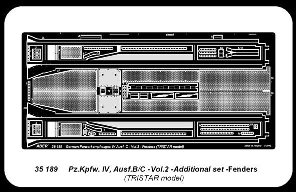 Aber 35189 German medium tank Pz.Kpfw. IV, Ausf.B/C - vol. 2 - additional set - fenders 1/35 – immagine 3