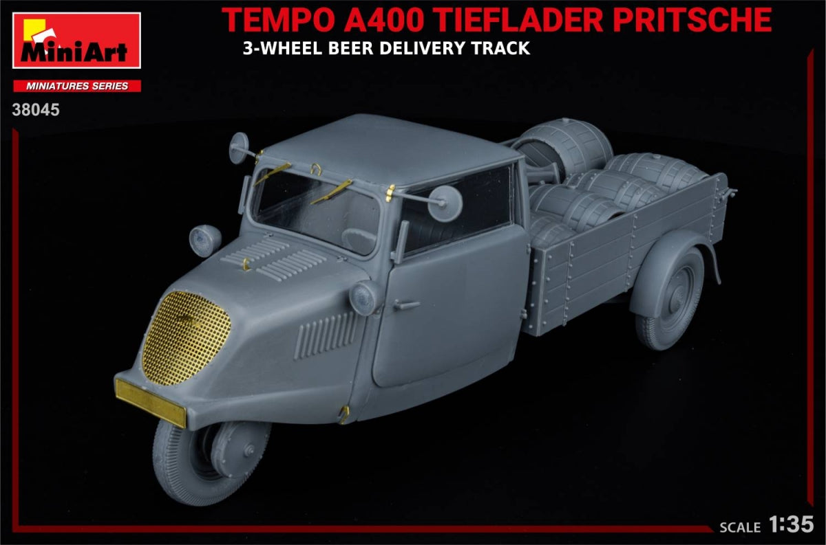 MiniArt 38045 TEMPO A400 TIEFLADER PRITSCHE 3-WHEEL BEER DELIVERY TRUCK 1/35 – immagine 15