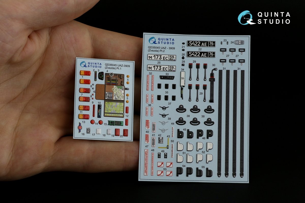 Quinta Studio QD35045 UAZ-3909 3D-Printed &amp;amp; coloured Interior on decal paper (Zvezda) 1/35 – immagine 12