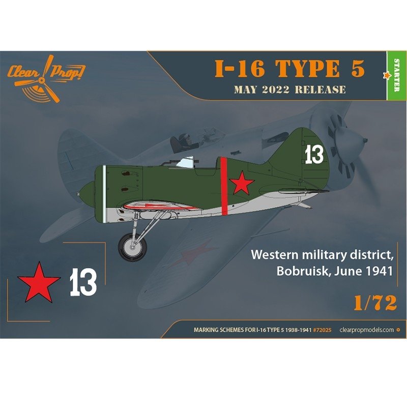 Clear Prop! CP72025 I-16 Type 5 (1938-1941) STARTER KIT 1/72 – immagine 7