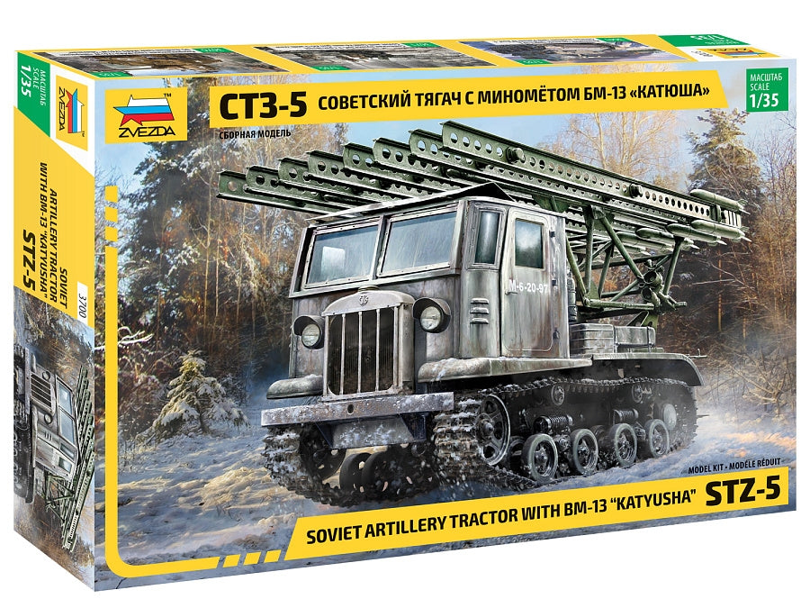 Zvezda 3700 Soviet artillery tractor with BM-13 Katyusha STZ-5 1/35