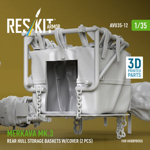 RESKIT AVU35-0012 Merkava Mk.3 rear hull storage baskets w/cover (2 pcs) for HobbyBoss kit (3D Printed) 1/35