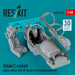 RESKIT RSU48-0290 Rafale C cockpit (Basic edition with 3D decals) for Revell/Academy kit (3D printed) 1/48 – immagine 2