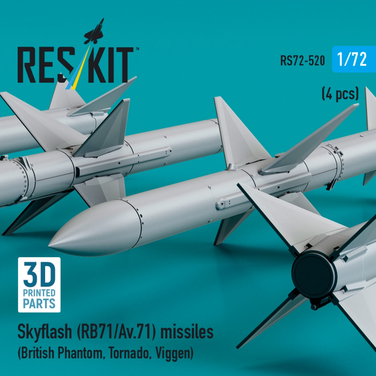 RESKIT RS72-0520 Skyflash (RB71/Av.71) missiles (4 pcs) (3D Printed) 1/72 – immagine 3
