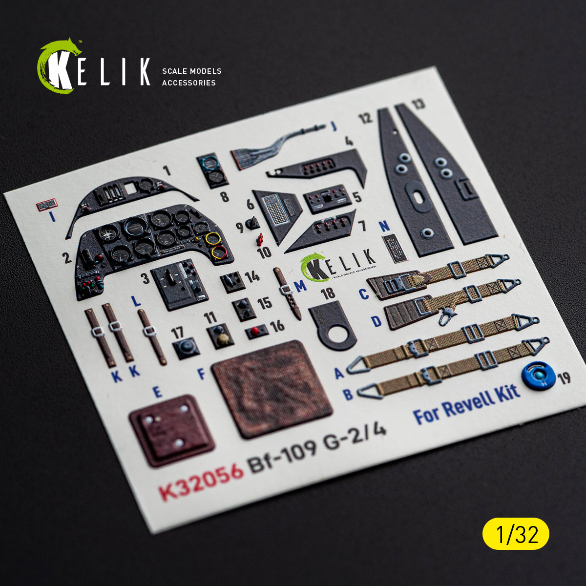 KELIK K 32056 Bf-109 G2/4 - interior 3D decals for Revell kit 1/32