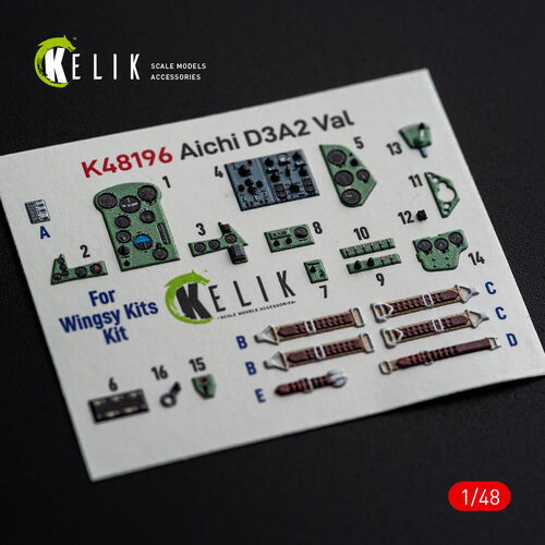 KELIk Aichi K48196 D3A2 Val - interior 3D decals for Wingsy Kits kit 1/48