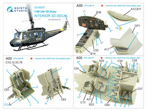 Intérieur coloré imprimé en 3D sur papier décalcomanie Quinta Studio QD48267 UH-1D (KittyHawk) 1/48 – image 2