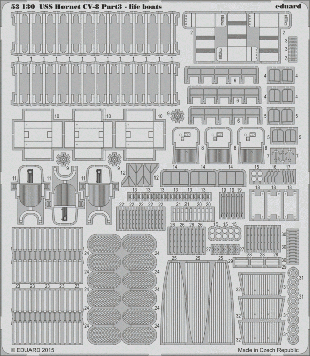 Eduard 53130 USS Hornet CV-8 part 3 - life boats MERIT 1/200