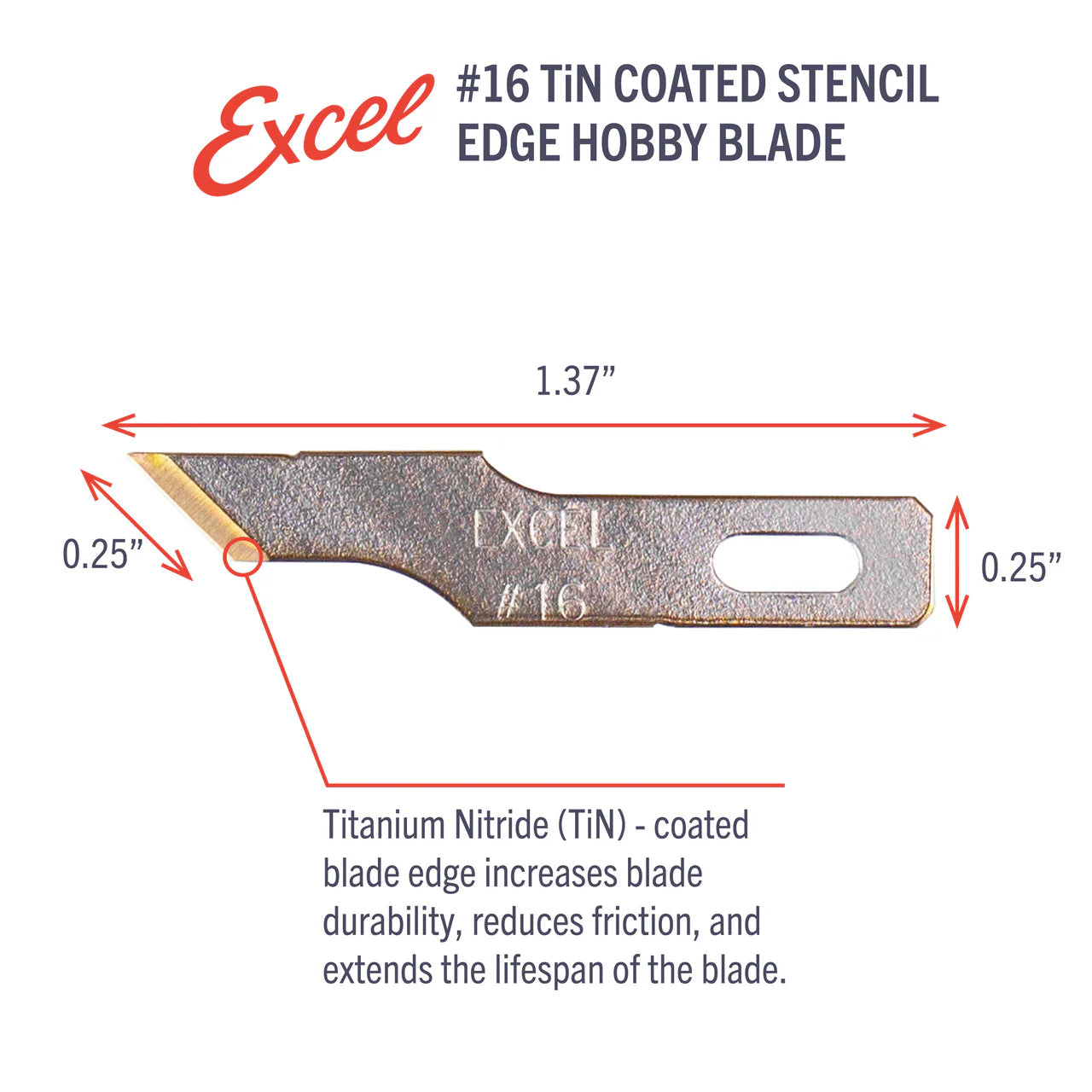 Excel Hobby Tools 20416 No.16 Titanium Nitride Coated Stencil Edge Blade (5 pcs) – immagine 3