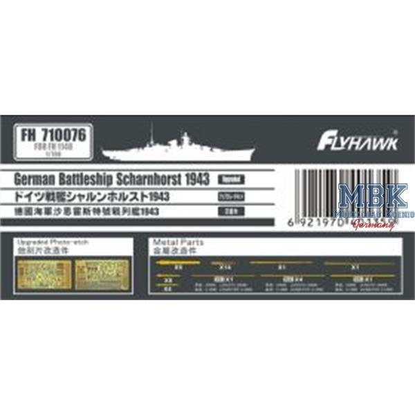 FlyHawk Maquette FH710076 Croiseur de bataille allemand Scharnhorst 1943 Planches de photodécoupe 1/700