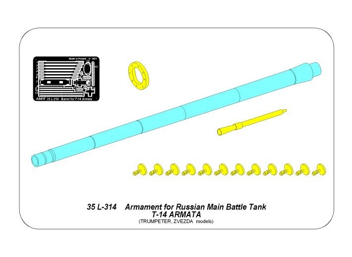Aber 35L-314 Zestaw uzbrojenia do rosyjskiego czołgu T-14 Armata: lufa do 125 mm 2A82-1M oraz lufa do 12,7 mm km Kord 1/35 – zdjęcie 6