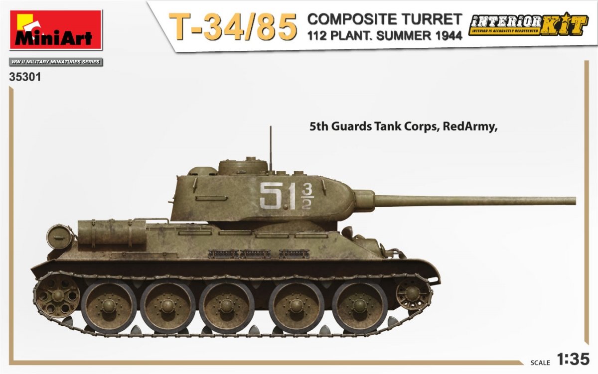 MiniArt 35301 T-34/85 COMPOSITE TURRET. 112 PLANT. SUMMER 1944 INTERIOR KIT 1/35 – zdjęcie 6