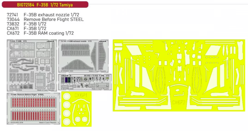 Eduard BIG72184 F-35B detail set Tamiya 1/72 – imagen 2