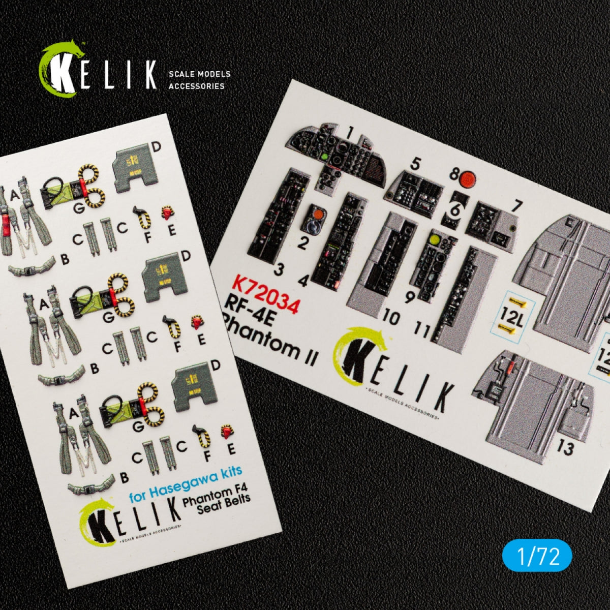 KELIK K72034 RF-4E &amp;quot;PHANTOM II&amp;quot; INTERIOR 3D DECALS FOR HASEGAWA KIT 1/72 – immagine 4