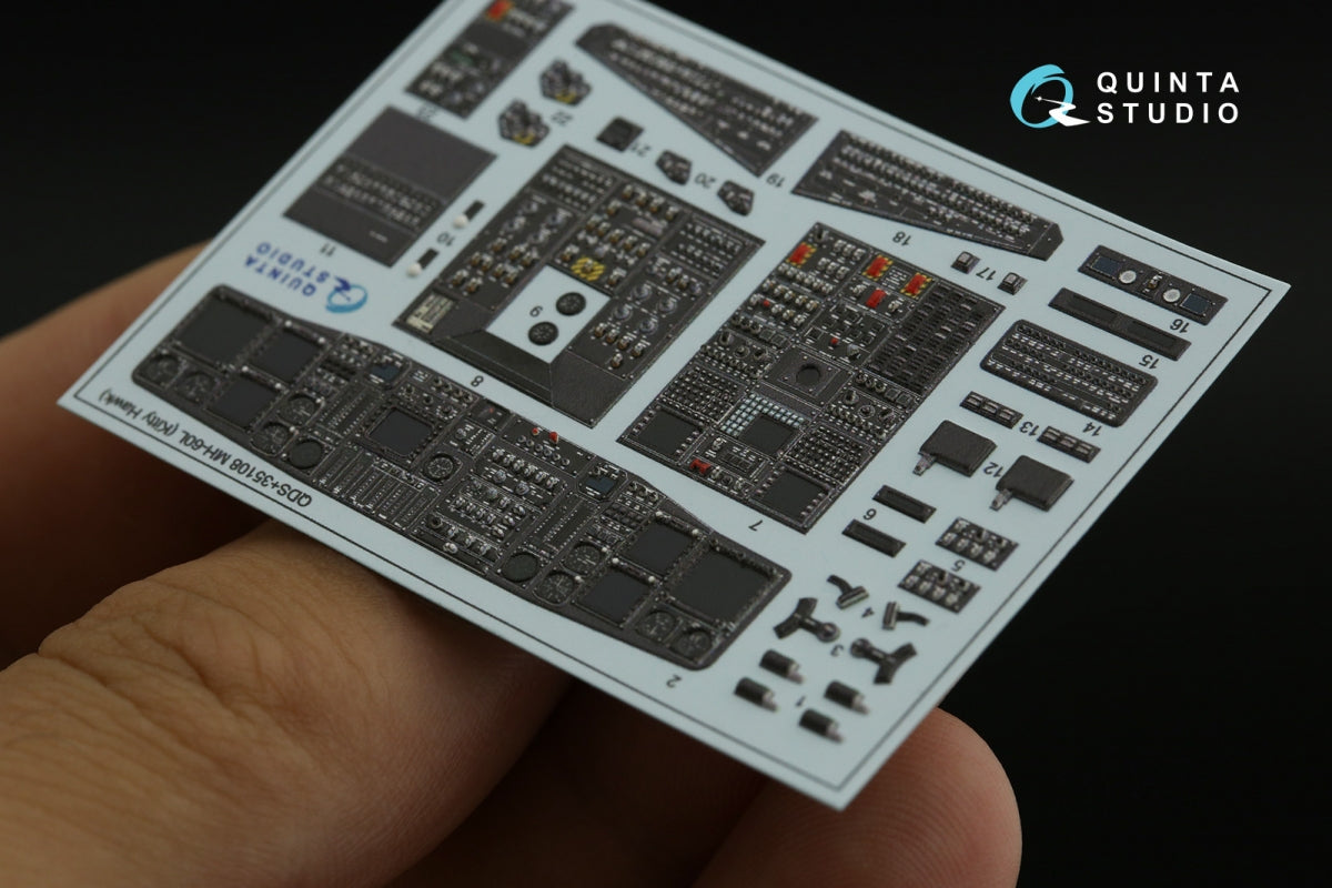 Quinta Studio QDS+35108 MH-60L 3D-Printed &amp;amp; coloured Interior on decal paper (Kitty Hawk) (with 3D-printed resin parts) (small version) 1/35 – immagine 7