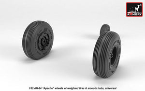 Armory Models AW32311 AH-64 Apache wheels w/ weighted tires, smooth hubs 1/32 – immagine 4