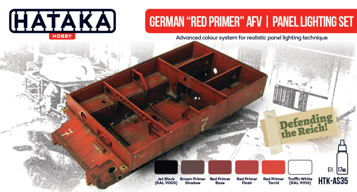 Hataka HTK-AS35 German "Red Primer" AFV panel lighting set (6x17ml)
