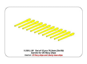 Aber 350L-20 Set of 12 pcs 76,2 mm (3in/50) barrels for US Navy ships 1/350 – immagine 4