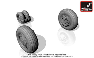 Armory Models AW48024 Sukhoj Su-30 / Su-35 wheels, weighted tires, front mudguard 1/48 – immagine 4