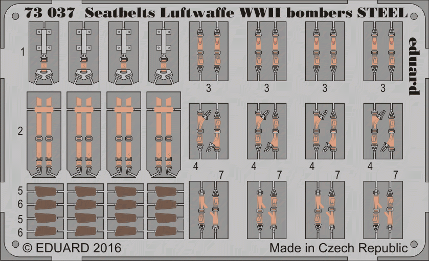 Ceintures de sécurité Eduard 73037, bombardiers de la Luftwaffe, Seconde Guerre mondiale, acier, échelle 1/72