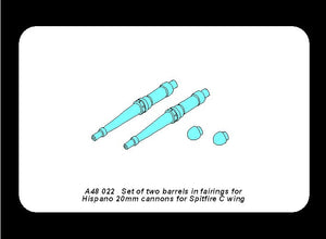 Aber A48 022 Set of two barrels for Hispano 20mm machine cannons for British fighter Spitfire 1/48 – immagine 4