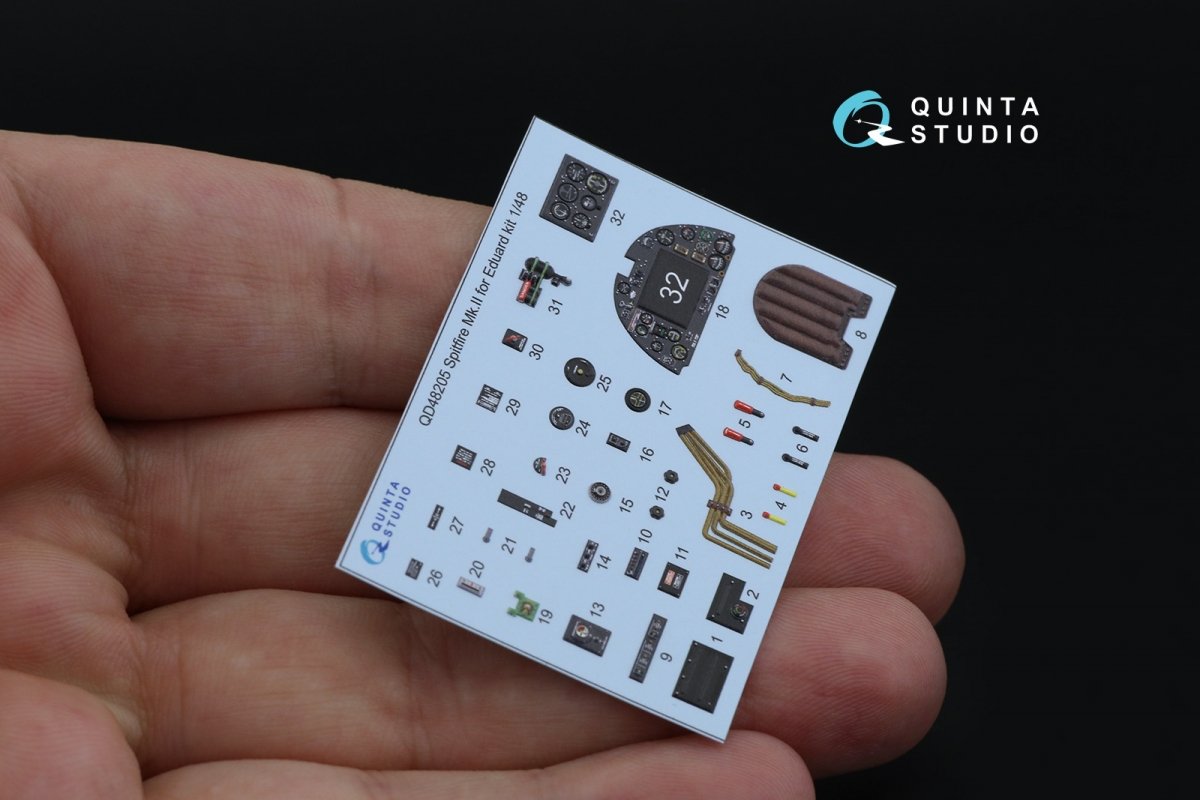 Quinta Studio QD48205 Spitfire Mk.II 3D-Printed &amp;amp; coloured Interior on decal paper (Eduard) 1/48 – immagine 9