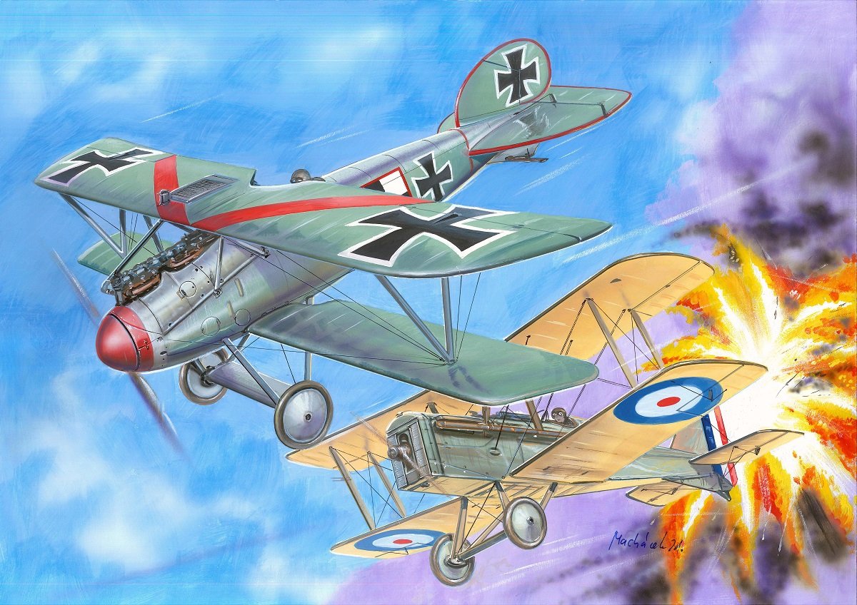 Valom 14418 RAF SE5a contre Albatros DV 1/144