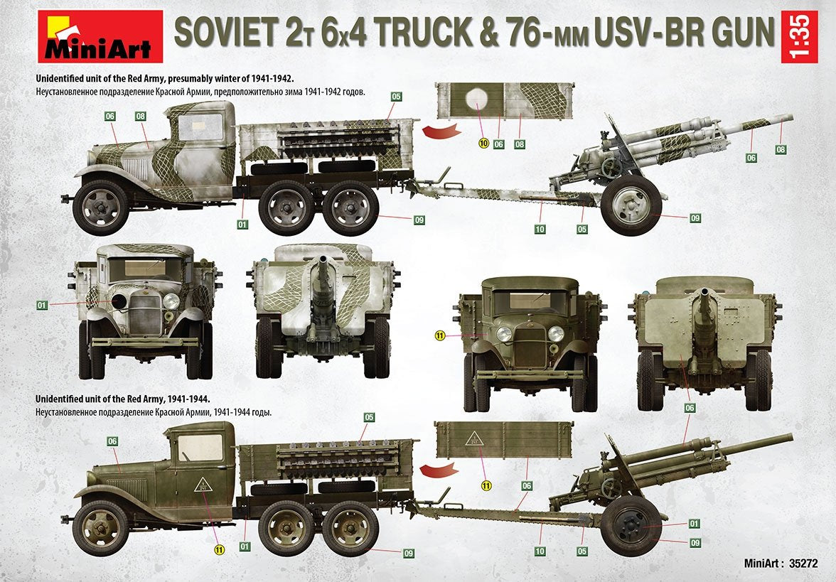 MiniArt 35272 SOVIET 2T 6X4 TRUCK &amp;amp; 76-mm USV-BR GUN 1/35 – Bild 5