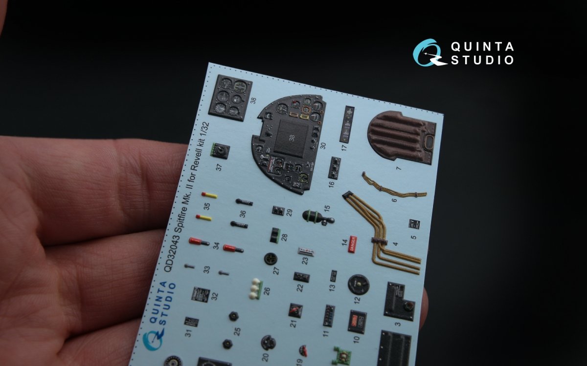 Quinta Studio QD32043 Spitfire Mk. II 3D-Printed &amp;amp; coloured Interior on decal paper (for Revell kit) 1/32 – imagen 5