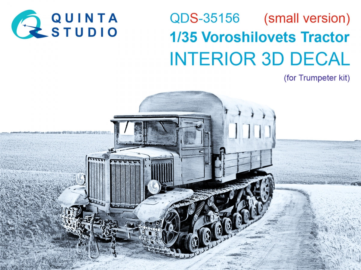 Quinta Studio QDS-35156 Voroshilovets Tractor 3D-Printed & coloured Interior on decal paper (Trumpeter) (Small version) 1/35